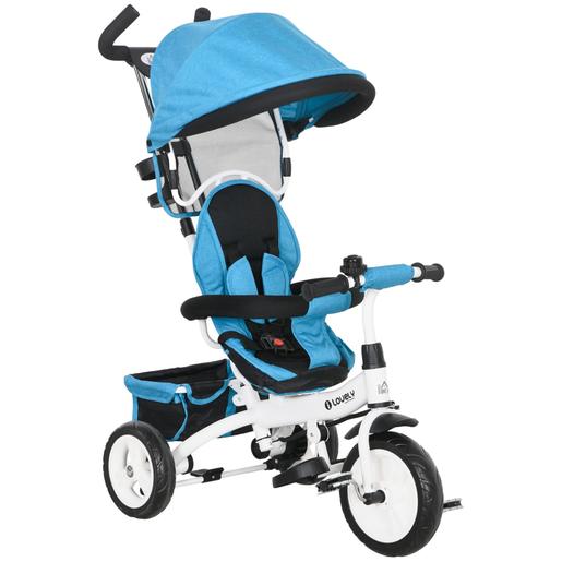 Homcom - Triciclo para bebé com capota Azul