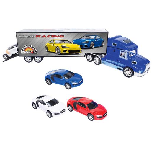 Motor & Co - Pack camião de transporte e 3 carros
