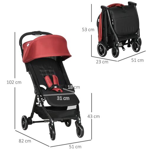 Homcom - Cadeira de passeio dobrável vermelho