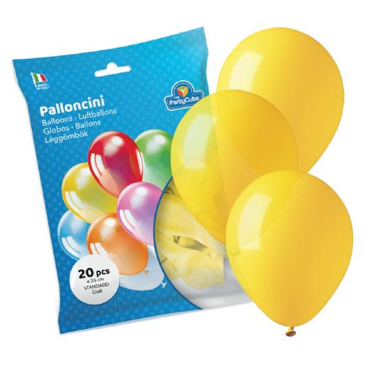 Saco com 20 balões amarelos médios