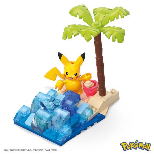 Mattel - Pokemon - Construção de Aventuras Pokémon Pikachu na praia - 79 peças, Mega Construx ㅤ