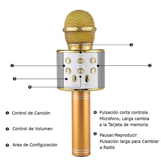 Microfone Bluetooth Karaoke Dourado Rosa