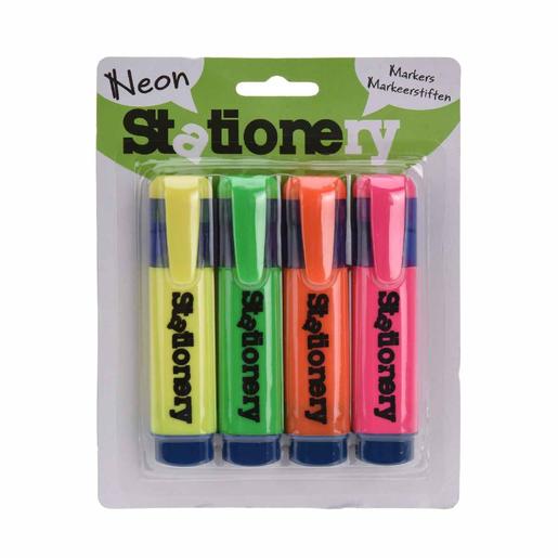 Conjunto de 4 marcadores fluorescentes Neon