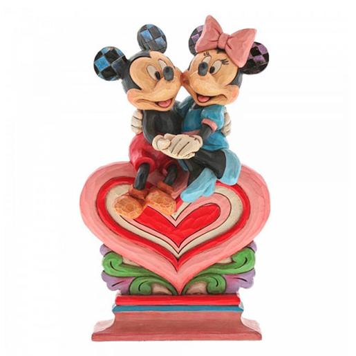 Figuras Mickey e Minnie sobre coração 22 cm