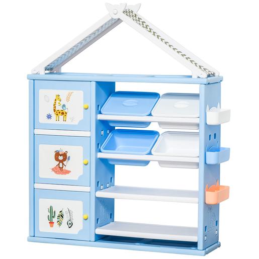 Homcom - Estante infantil azul e branco para brinquedos e livros