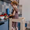 MeowBaby - Banquinho de cozinha de madeira para bebês, cor natural