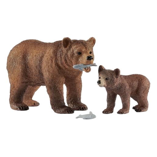 Schleich - Mãe ursa grizzly com cria