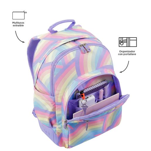 Totto - Mochila escolar arcoíris Crayoles