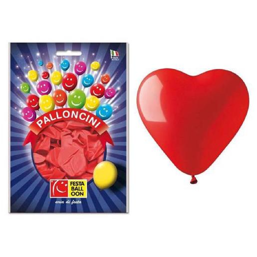 Saco com 14 balões de coração vermelho