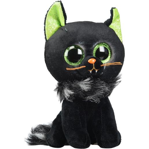 Peluche especial de Halloween, gato Oleander preto com olhos e orelhas verdes brilhantes, 15 cm ㅤ