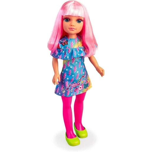 Famosa - Boneca com cabelo rosa néon, estilo moderno e acessórios (Vários modelos) ㅤ