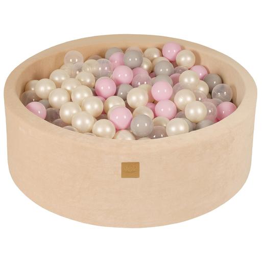 MeowBaby - Piscina redonda de bolas cor cru 90 x 30 cm com 200 bolas rosa/cinza/brancas/translúcidas