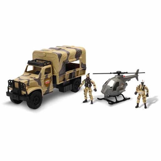 Camião e helicóptero militares