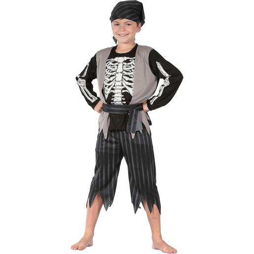 Fantasia de pirata Skeleton para menino, cor preta