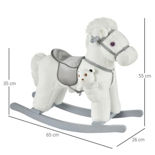Homcom - Cavalo de balanço com ursinho branco