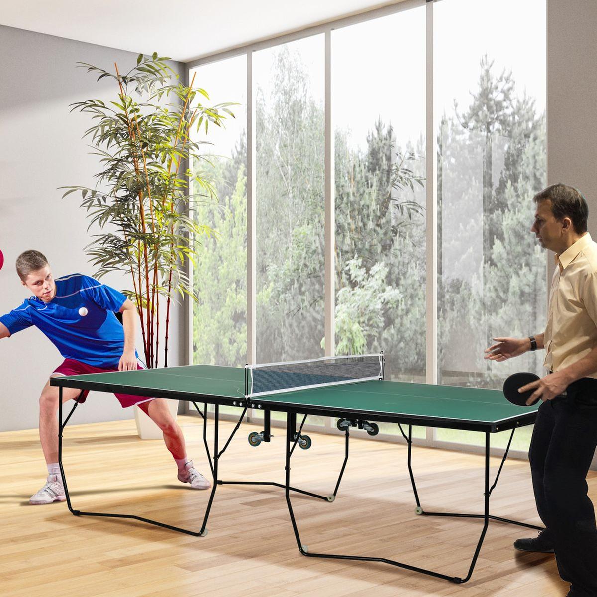 HomCom Mesa de Ping Pong Dobrável Infantil – Cor Azul – Aço e MDF –  153x76.5x67cm