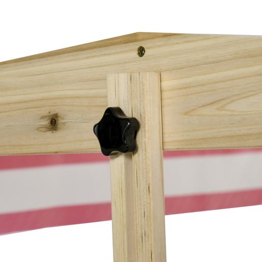 Caixa de areia infantil de madeira com teto ajustável vermelho Outsunny