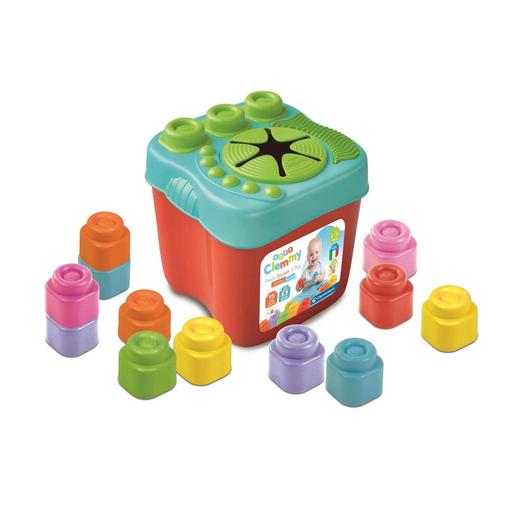 Clementoni - Cubo sensorial com blocos suaves e actividades construtíveis, laváveis e multicoloridos ㅤ