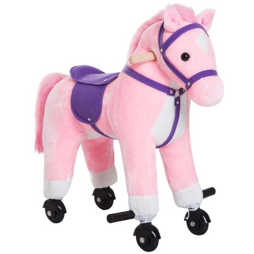 Homcom -  Cavalo de balanço com sons rosa