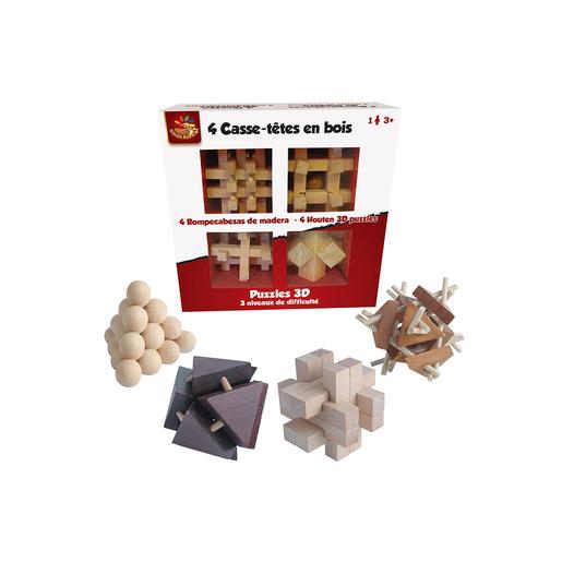 Puzzle 3D - Pack 4 Quebra-cabeças em Madeira, Quebra-cabeças