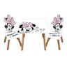 Minnie Mouse - Conjunto de mesa e cadeiras infantis em madeira, design Minnie Mouse ㅤ