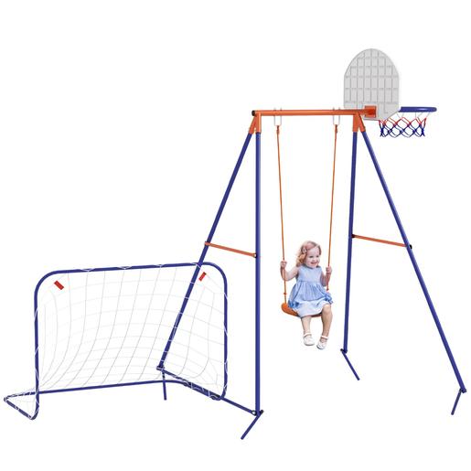 Homcom - Baloiço infantil com baliza e cesto de basquetebol