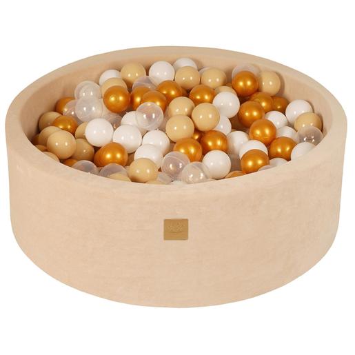 MeowBaby - Piscina redonda de bolas cor cru 90 x 30 cm com 200 bolas douradas/bege/brancas/translúcidas