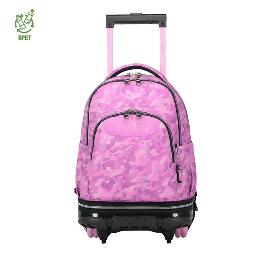 Totto - Mochila escolar rodas removíveis camuflagem rosa Tiza