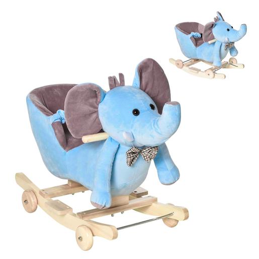 Homcom - Elefante de balanço com rodas azul