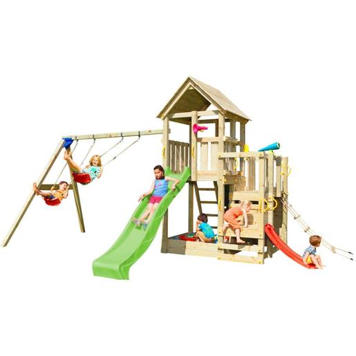 Parque de jogos infantil de madeira Penthouse XL com baloiço duplo