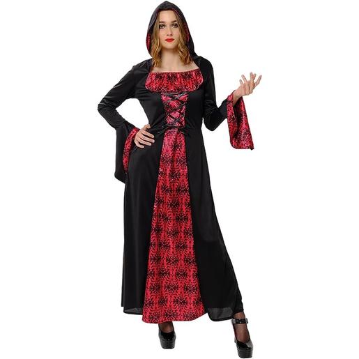 Fantasia de Vampira Misteriosa para mulher com vestido e capuz para Halloween, Carnaval e cosplay