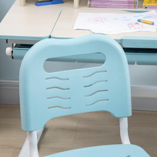 Homcom - Secretária com estante e Cadeira com Altura Ajustável Branco e Azul