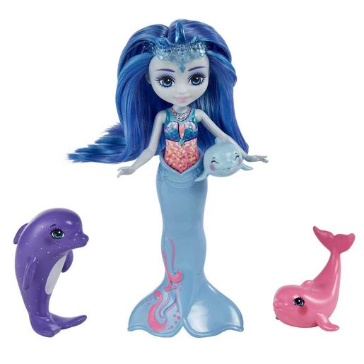 Mattel - Enchantimals - Boneca Enchantimals Royal Ocean Kingdom Dorinda Dolphin com família golfinhos ㅤ