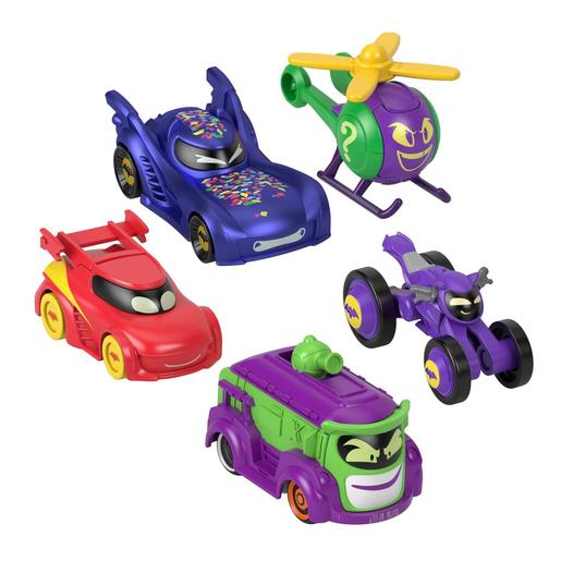 Fisher Price - Conjunto de 5 veículos brinquedo metálicos Batcast (Vários modelos) ㅤ