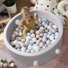 MeowBaby - Parque de juegos infantil de espuma gris con piscina de bolas y 100 bolas grises/blanco/turquesa