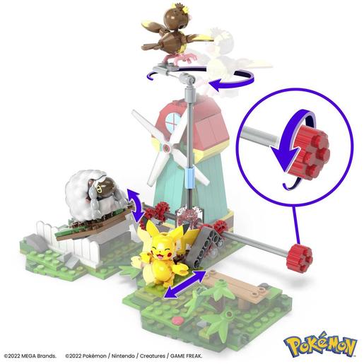 Mattel - Pokemon - Construção Pokémon com movimento: Pikachu, Wooloo e Pidgey, 240 blocos ㅤ