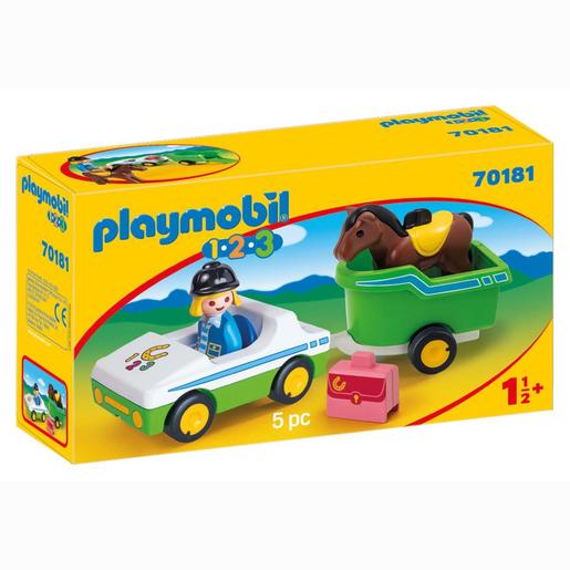 Playmobil - 1.2.3 Carro com Reboque para Cavalo