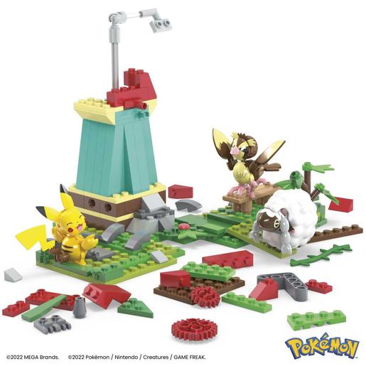 Mattel - Pokemon - Construção Pokémon com movimento: Pikachu, Wooloo e Pidgey, 240 blocos ㅤ