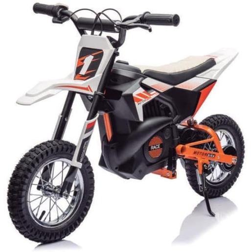 Feber - Motocross Pro para crianças com bateria de 24 volts, selim em couro, 2 velocidades, arranque seguro ㅤ