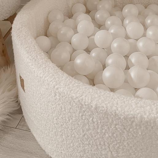 MeowBaby - Piscina redonda de bolas Boucle 90 x 30 cm com bolas douradas/bege/brancas/transparentes