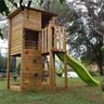 Parque de jogos infantil de madeira Taga com parede de escalada