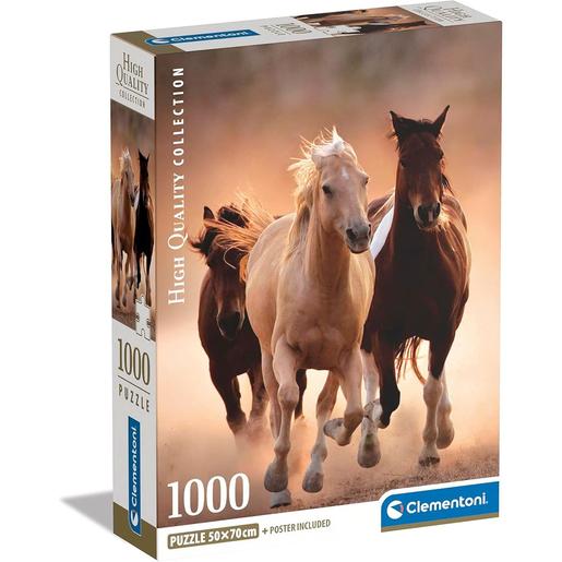 Clementoni - Puzzle de coleção de 1000 peças com cavalos a correr, fabricado na Itália, multicolorido ㅤ