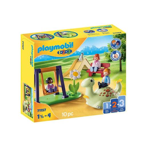 Playmobil - Parque infantil Playmobil 1.2.3 com brinquedos educativos e de motricidade ㅤ