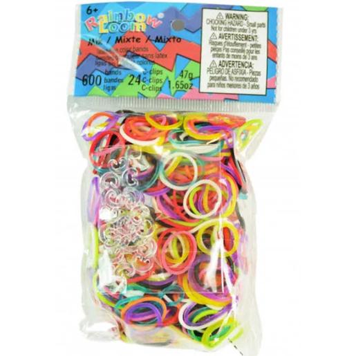 Bandai - Pacote de 600 elásticos Rainbow Loom para artesanato