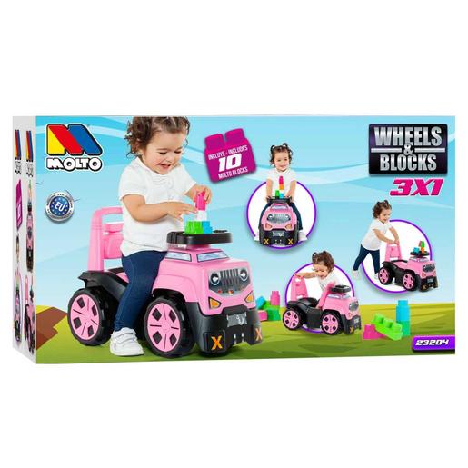 Molto - Correpasillos SUV 3 en 1 rosa con juego de bloques