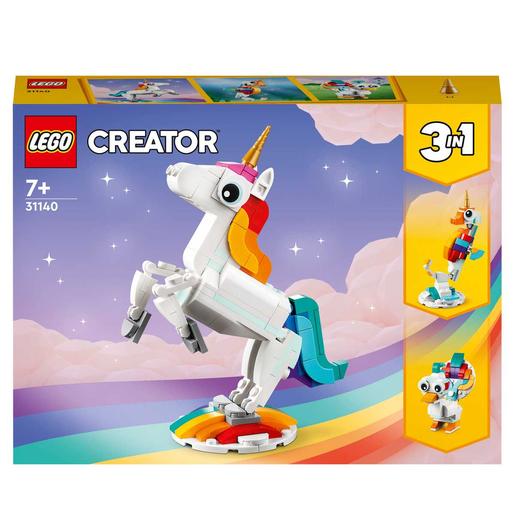 LEGO - Construção 3 em 1: Unicórnio Mágico, Cavalinho do Mar e Pavão Real, Animais Fantásticos  31140