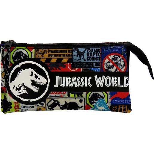 Play - Jurassic World - Porta-tudo triplo multicolorido de material escolar Jurassic World