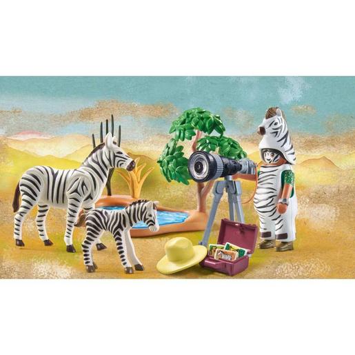 Playmobil - Nella - Playmobil Wiltopia 71295 - Fotógrafo de animais com disfarce e zebras ㅤ
