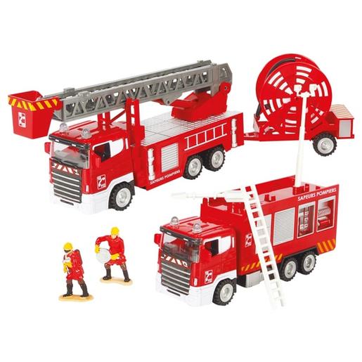 2 veículos de bombeiros com figuras ㅤ