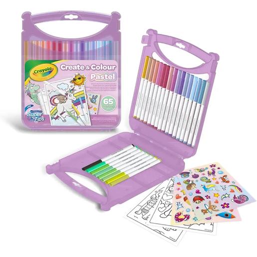 Crayola - Conjunto de marcadores laváveis SuperTips, 65 peças em cores pastel ㅤ